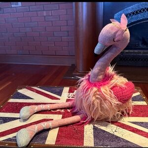 Mud Pie Girl Plush Princess Crown Pink Flamingo Ballerina Doll Toy 20"